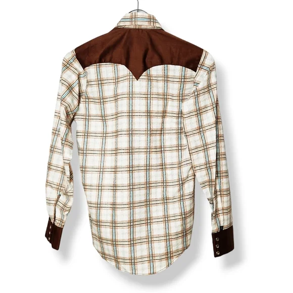 Vintage Rockmount Ranch Wear Western Style Pearl Snap Plaid Shirt Boys Size 16